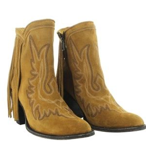 Old Gringo Tan Heeled Boots with Fringe